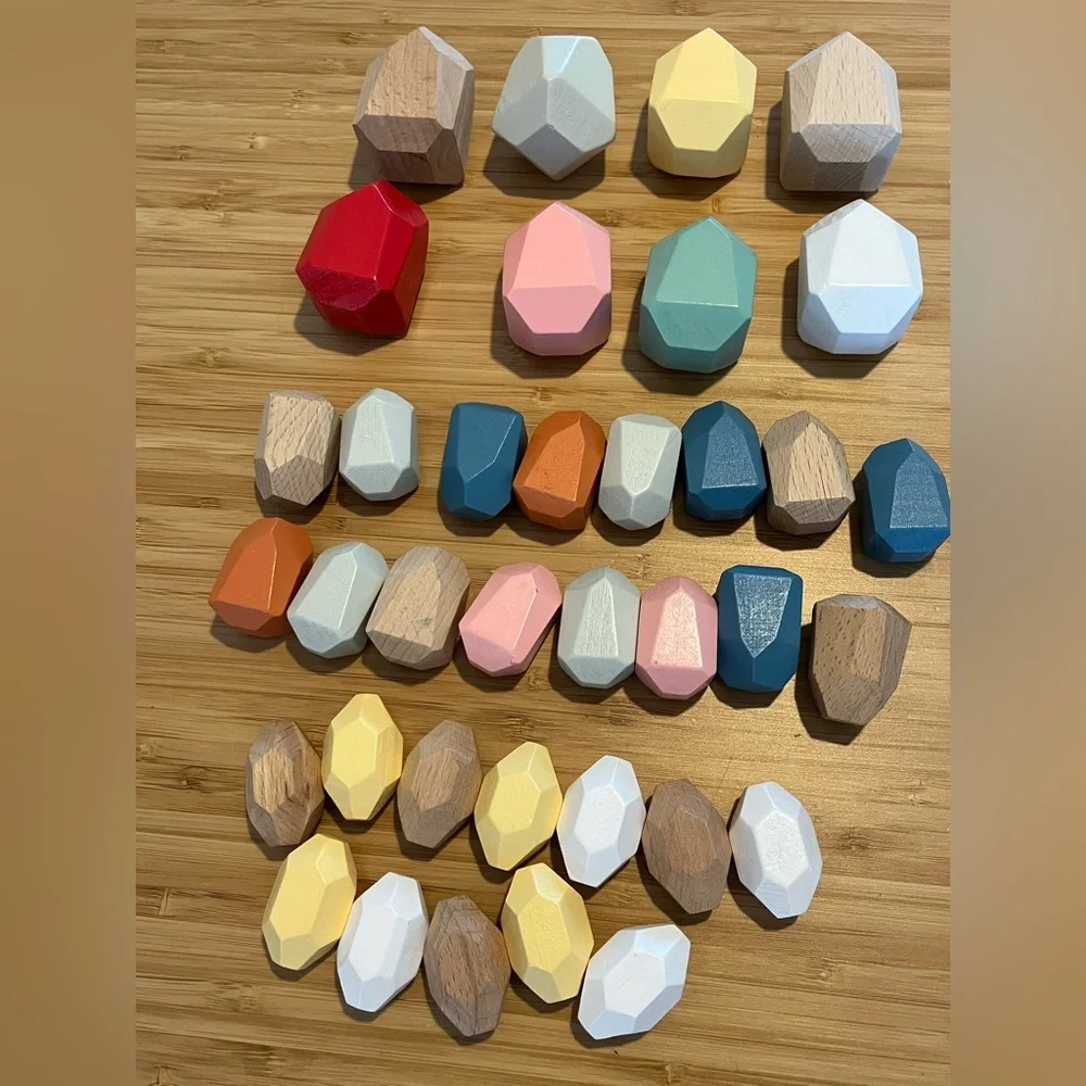 Sorting stacking rocks, wooden 36 pcs - Picture 9 of 10